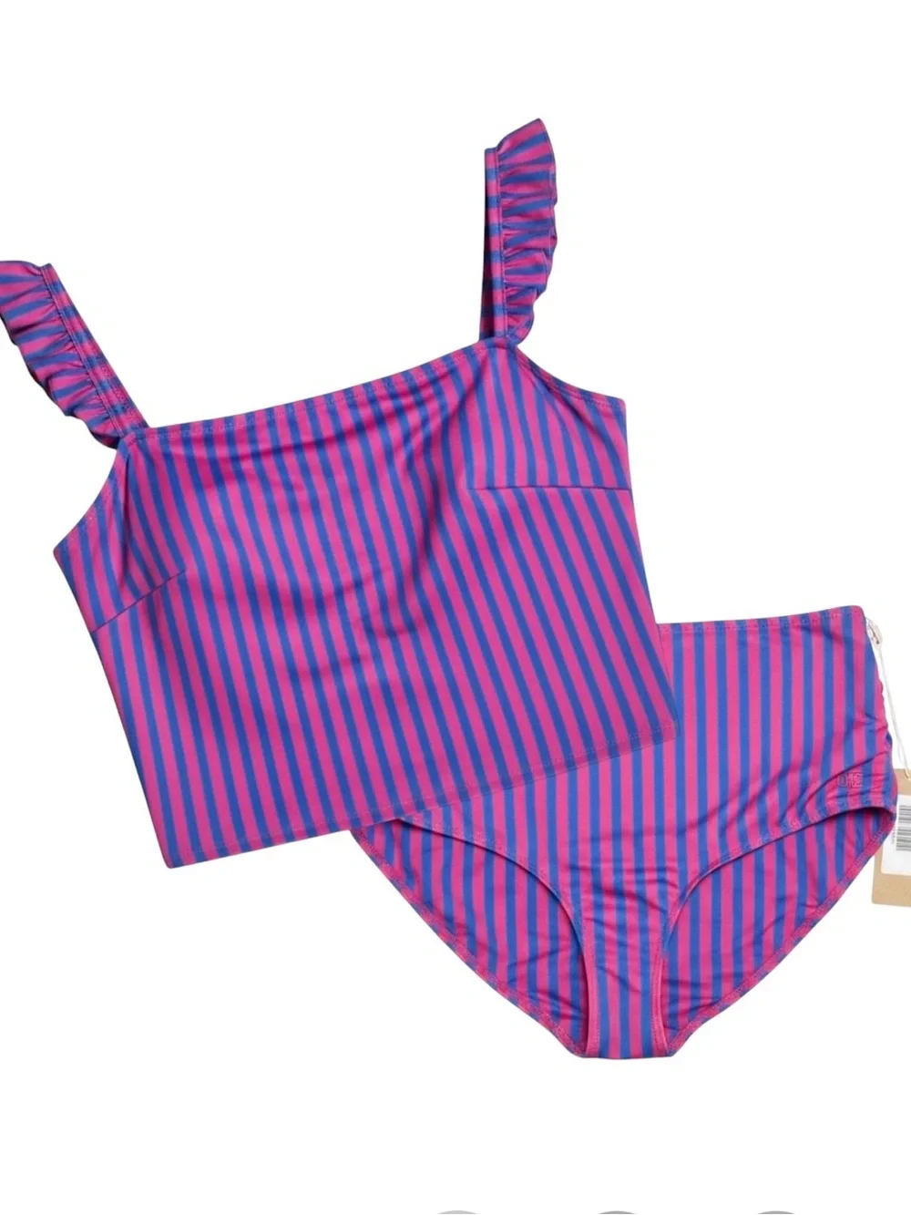 Albion Berry Stripe Tankini Ruched Midi Bottoms Set NWT Size XXXL